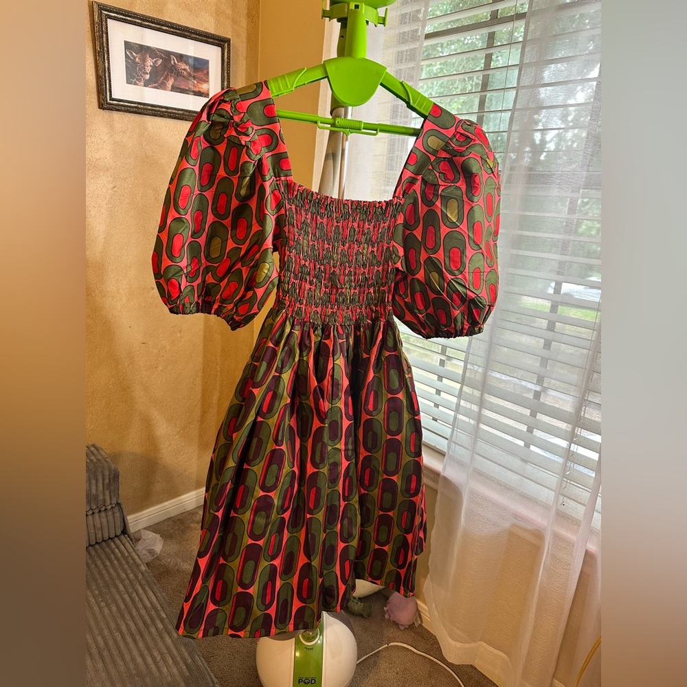 Colorful Puff Sleeve Dress